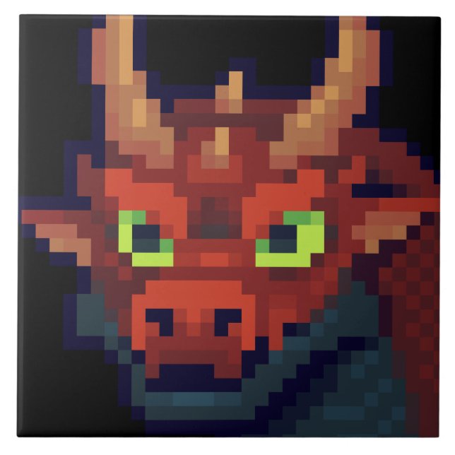 Red Dragon pixelart Fliese (Vorderseite)