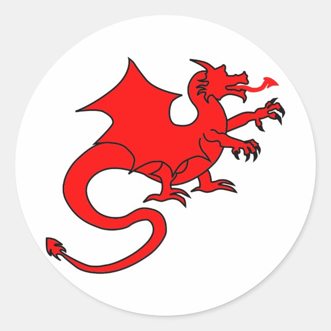 Red Dragon Runder Aufkleber (Vorderseite)
