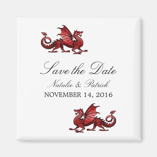 Red Dragon Save the Date Magnet (Vorne)