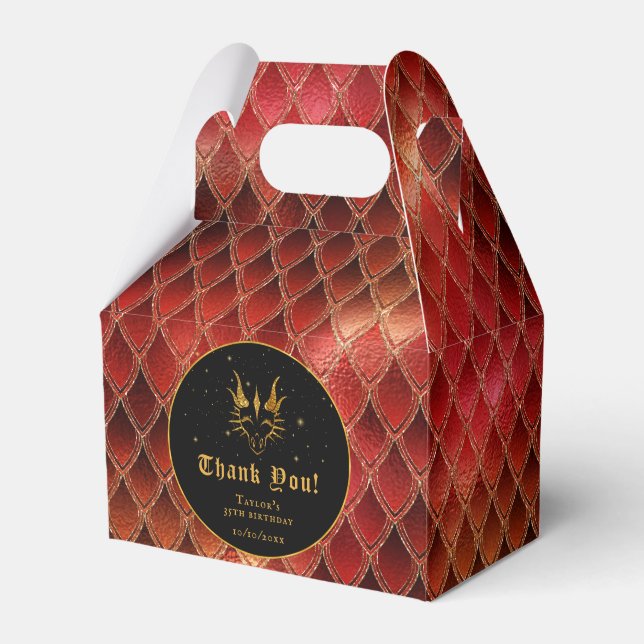 Red Dragon Scales Gold Geburtstag Vielen Dank Geschenkschachtel (Vorderseite)