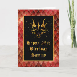 Red Dragon Scales Imitate Glitzer Happy Birthday Karte