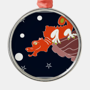 Red Dragon Silbernes Ornament