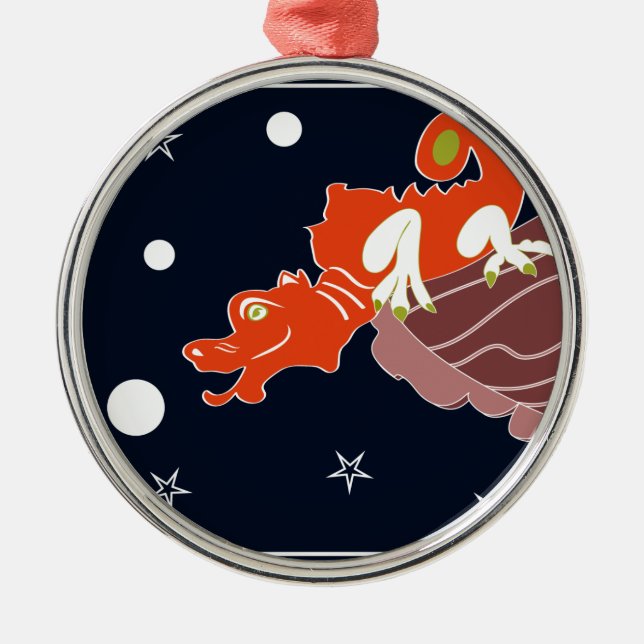 Red Dragon Silbernes Ornament (Vorne)