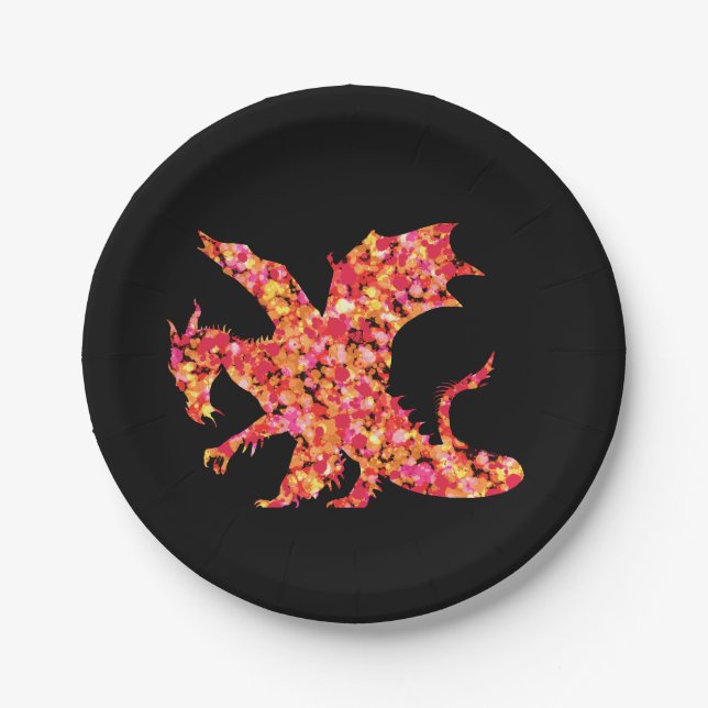 Red Dragon Splatted Paint Pappteller (Vorderseite)