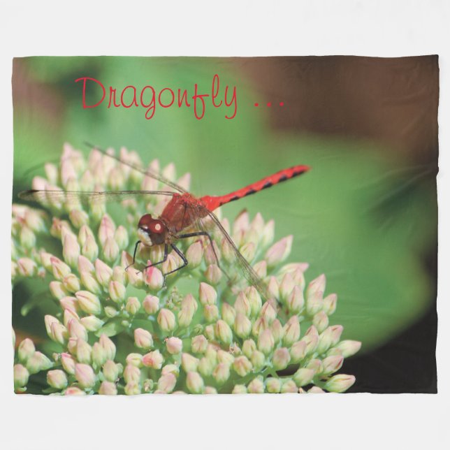 Red Dragonfly Fleece Blanket (Vorderseite (Horizontal))
