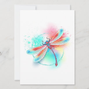 Red dragonfly on watercolor background ankündigung
