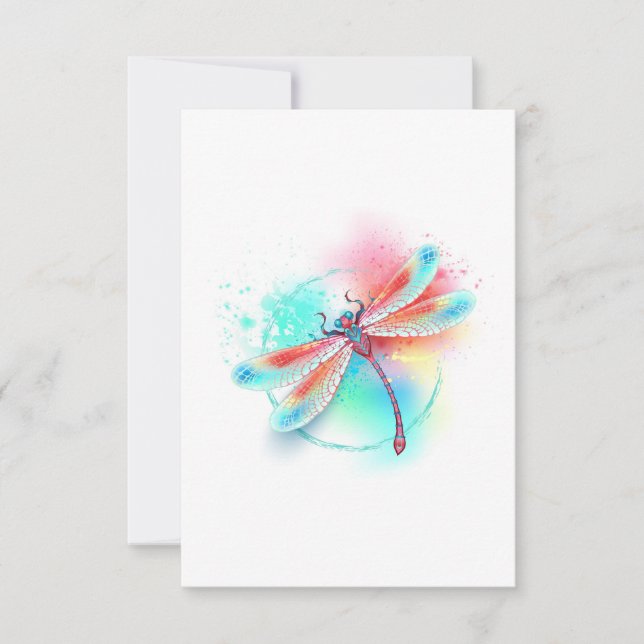 Red dragonfly on watercolor background mitteilungskarte (Vorderseite)