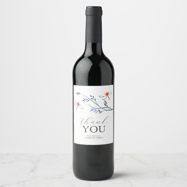 Red Dragonfly Weinlabel Danke Weinetikett (Vorderseite)