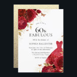 Red Dress & Rose Gold Glitzer 60. Geburtstag Einladung<br><div class="desc">Rotes Kleid & Rose Gold Glitzer 60. Geburtstag Einladung Mehr elegante Blumenmotive in unserem Geschäft! Sehen Sie sich die passende Kollektion in unserem Shop an</div>