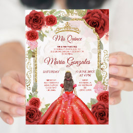 Red Dress & Rose Mexikanisches Quinceanera Einladu Einladung