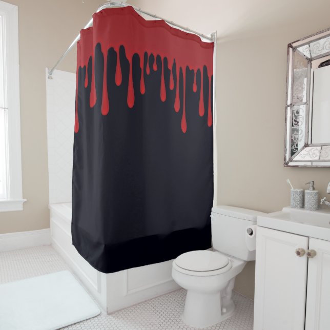 Red Dripping Blood Black Halloween Tropfen Duschvorhang (Beispiel)