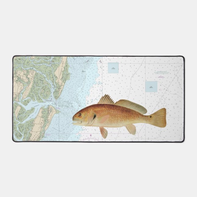 Red Drum auf Tybee Island to Doboy Sound Chart Schreibtischunterlage (Vorderseite)