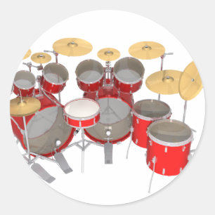 Red Drum Kit: 10 Stück: Runder Aufkleber