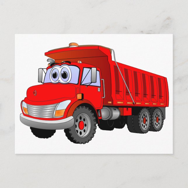 Red Dump Truck Cartoon Postkarte (Vorderseite)