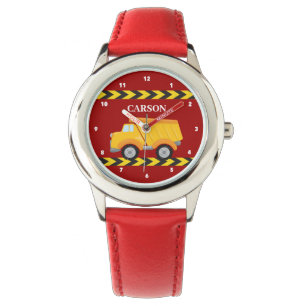 Red Dump Truck Custom Boys Name Kids Armbanduhr
