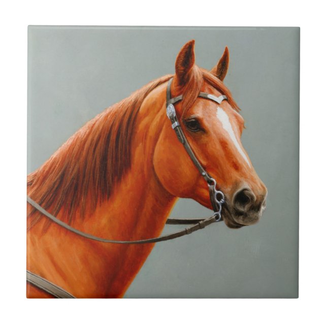 Red Dun Kastnut Sorrel Western Quarter Horse Fliese (Vorderseite)