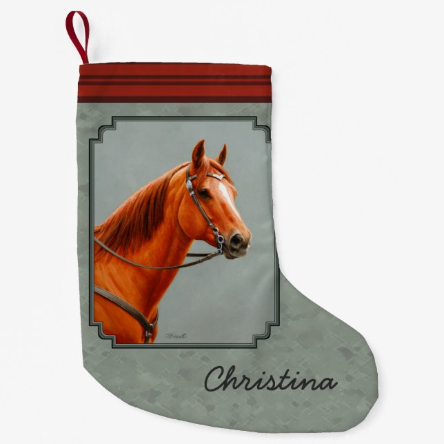 Red Dun Kastnut Sorrel Western Quarter Horse Kleiner Weihnachtsstrumpf (Vorderseite)
