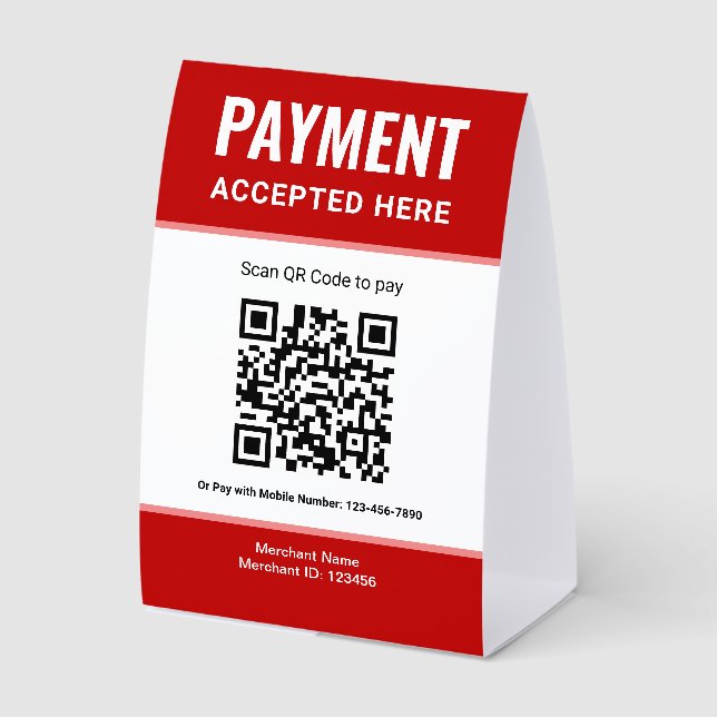 Red e-Wallet Scan to Pay QR Code Payment Tischaufsteller (Vorderseite)
