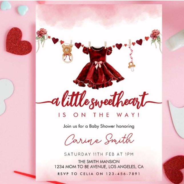 Red ein wenig Sweetheart Valentine's Baby Dusche Einladung (Von Creator hochgeladen)