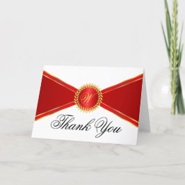 Red Elegance Monogram Dankeskarte