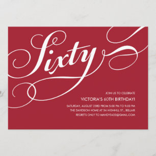 Red Elegant 60th Birthday Invitations
