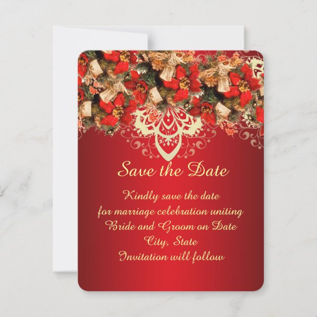 Red Elegant Christmas wünscht Save the Date (Vorderseite)