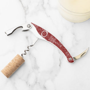 Red Elegant Damask Corkschraube Kellnermesser