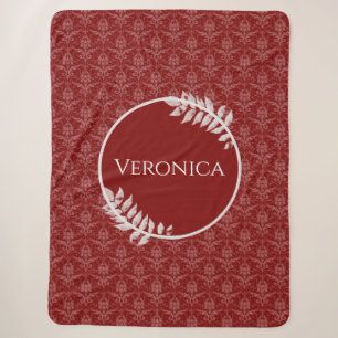 Red Elegant Damask Personalisiert Sherpa Blanket Sherpadecke