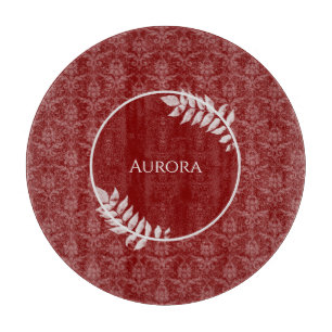 Red Elegant Damask Personalisiertes Schnittboard Schneidebrett