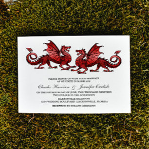 Red Elegant Dragon Wedding Invite Einladung