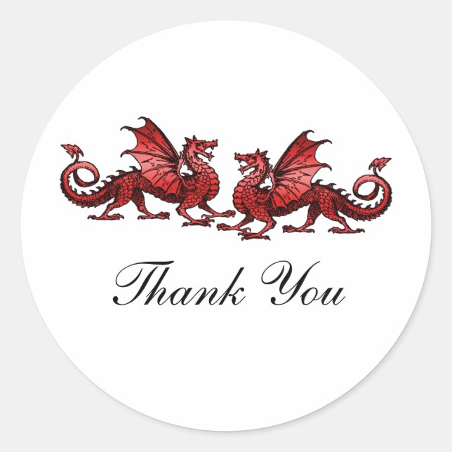 Red Elegant Dragons Danke Stickers (Vorderseite)