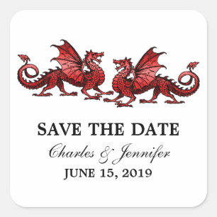 Red Elegant Dragons Enregistrer les stickers Date