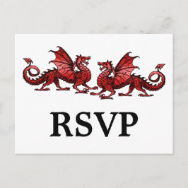 Red Elegant Dragons Response Postcard Einladungspostkarte