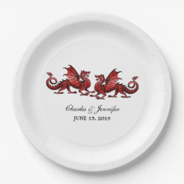 Red Elegant Dragons Wedding Paper Tellers Pappteller