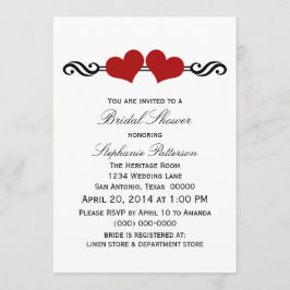 Red Elegant Hearts Brautparty Einladung