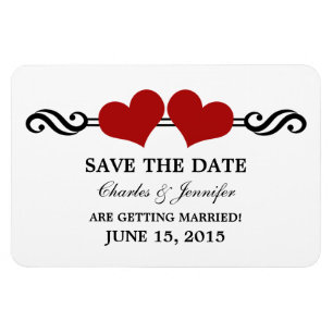 Red Elegant Hearts speichern das Date Magnet