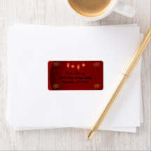 Red Elegant Lettered Calligaphy Script Address