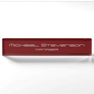 Red Elegant Modern Desk Namplate Namensplakette
