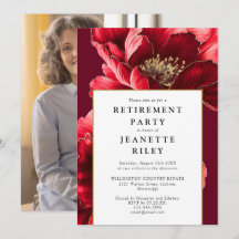 Red Elegant Modern Floral Retirement Party Foto