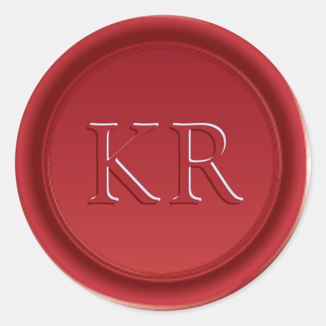 Red Elegant Monogram Wax Siegel Runder Aufkleber (Vorderseite)
