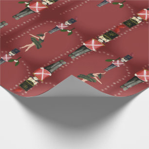 Red Elegant Nutcracker Soldiers Ballerinas Geschenkpapier