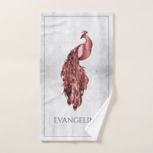Red Elegant Peacock Bath Handtuch Set