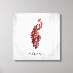 Red Elegant Peacock Canvas Print Leinwanddruck