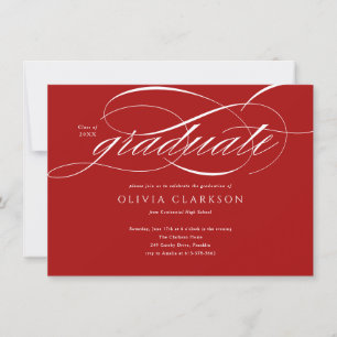 Red Elegant Script Foto Graduation Party Einladung