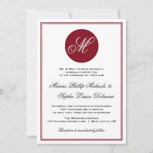 Red Elegant Script Monogram Wedding Einladung