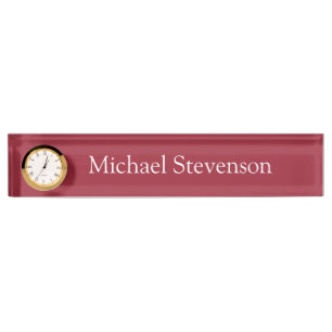 Red Elegant Stylish Business Namplate mit Clock Namensplakette