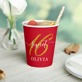 Red Elegant Sweet 16 Sechzehn Paper Cup Pappbecher
