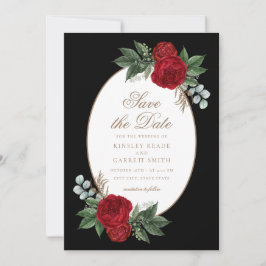 Red Elegante Black & Gold Wedding Save The Date