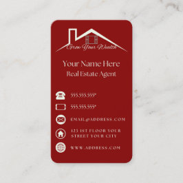 Red Elegante Business Card für Real Anwesen Agent Visitenkarte