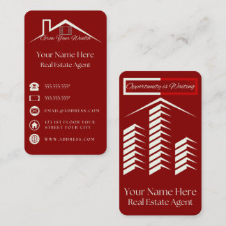 Red Elegante Business Card für Real Anwesen Agent Visitenkarte